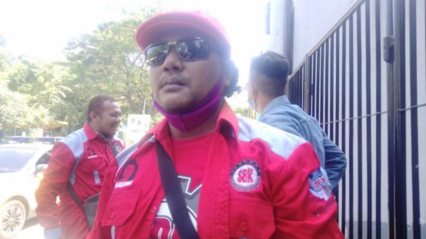 Koordinator Kongres Aliansi Serikat Buruh Indonesia (KASBI) Provinsi Jawa Timur Syahril Ramadhon. (Foto: Rangga Aji/Tugu Jatim)
