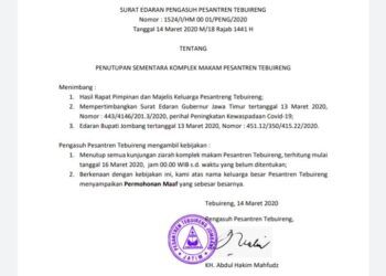 Komplek Makam Pesantren Tebuireng Ditutup