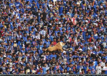 Lautan Aremnia di Stadion Kanjuruhan tahun 2019 lalu. (Foto: Bayu Eka/Tugu Jatim) face tribun aremania
