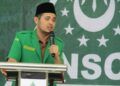 Habib Mahdi Khered, Wakil Ketua Bidang Cyber dan ITE Pimpinan Wilayah Gerakan Pemuda Ansor Jatim saat sambutannya pada acara penutupan Konferensi Cabang GP Ansor Sumenep, Sabtu (24/10/2020). (Foto: NOJ/ Ach. Khalilurrahman/NU Jatim).