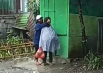 Tangkapan layar viral video ibu dipukuli di Malang