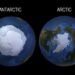 Arktik dan Antarktika yang berada di Kutub Utara dan Kutub Selatan planet Bumi. (Foto: via NASA)