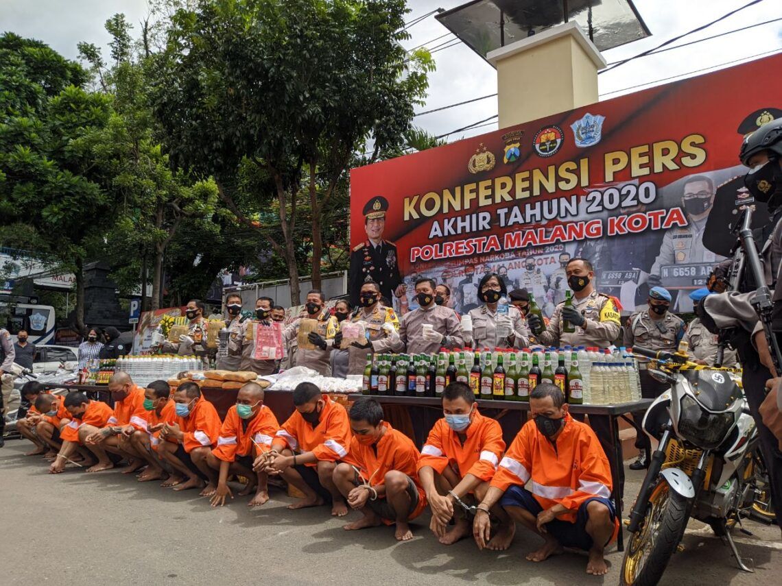 Konferensi Pers Akhir Tahun 2020 Polresta Malang Kota, Selasa (29/12/2020). (Foto: Azmy/Tugu Malang/Tugu Jatim)
