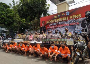 Konferensi Pers Akhir Tahun 2020 Polresta Malang Kota, Selasa (29/12/2020). (Foto: Azmy/Tugu Malang/Tugu Jatim)