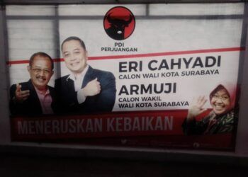 Eri Cahyadi dan Armuji (Eri-Armuji) unggul versi quick count di Pilkada Surabaya. (Foto: Rangga Aji/Tugu Jatim)