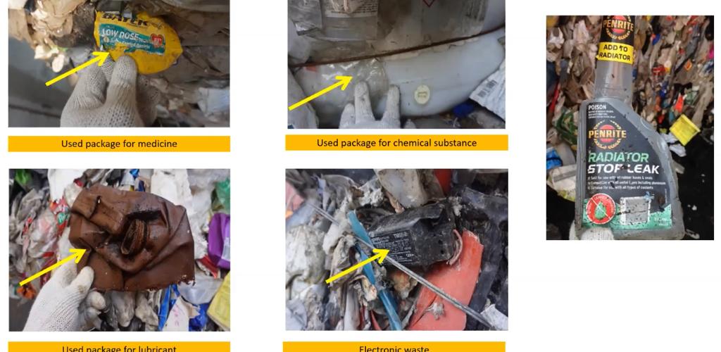 Foto-foto limbah B3 dalam kontainer sampah dari Inggris, Amerika Serikat, Selandia Baru, dan Australia. (Foto: Kementerian Luar Negeri RI)