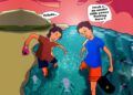 Tradisi Peladu, tradisi unik masyarakat bantaran Sungai Bengawan Solo. (Ilustrasi: Agus Setiawan/Tugu Jatim)