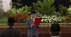 Prosesi pelantikan menteri baru dan wakil menteri baru di Kabinet Indonesia Maju oleh Jokowi di Istana Negara, Rabu (23/12/2020)