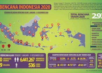 Bencana alam di Indonesia sepanjang tahun 2020. (Foto dan Infografis: BNPB)