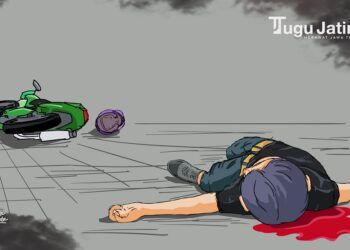 Ilustrasi kecelakaan motor. (Ilustrasi: Gigih Mazda/Tugu Jatim)