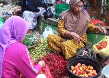 Ilustrasi penjual cabai yang semakin mahal di pasaran. (Foto: Moch Abdurrochim/Tugu Jatim)