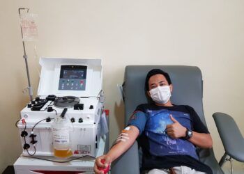 Para penyintas Covid-19 di Tuban yang mendonorkan plasmanya di PMI Tuban. (Foto: Dokumen/PMI Tuban)