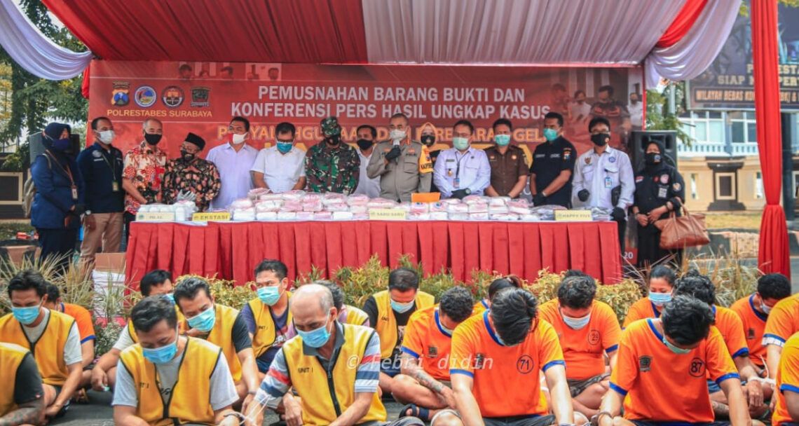 Polrestabes Surabaya Musnahkan Barang Bukti Narkoba Senilai Rp 70 Miliar 1 (Foto: Dokumen/Polrestabes Surabaya)