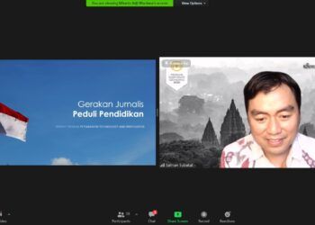 CEO of Paragon Technology and Innovation, Salman Subakat saat membuka acara Fellowship Jurnalisme Pendidikan secara virtual Senin (25/1/2021). (Foto: Fen/Tugu Malang/Tugu Jatim)