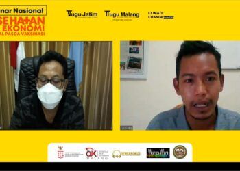 Wali Kota Malang, Sutiaji (kiri) bersama GM Tugu Malang ID, Fajrus Sidiq saat webinar nasional yang digelar Tugu Media Group, Sabtu (23/1/2021). (Foto: Dokumen) tugu malang, tugu jatim