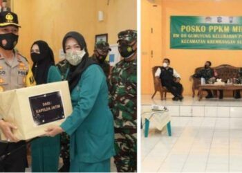 Forkopimda Jatim saat mengunjungi dua posko pemberlakuan pembatasan kegiatan masyarakat (PPKM) mikro di Surabaya, Rabu (10/02/2021). (Foto: Kominfo Jatim/Tugu Jatim)