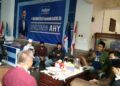 Kader Barikade Gus Dur saat mendatangi kantor DPC Partai Demokrat Kota Malang. (Foto: Barikade Gus Dur/Tugu Jatim)