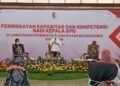 Anna Muawanah saat melakukan sambutan di acara Acara pelatihan peningkatan kapasitas dan kompetensi di Pendopo Malowopati Bojonegoro. (Foto: Mila Arinda/Tugu Jatim)