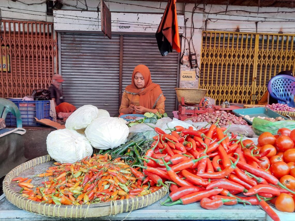 Harga Cabai Rawit di Kota Malang Tembus Rp 110 Ribu per Kilogram 5 Salah satu pedagang cabai di Pasar Besar Kota Malang. (Foto: Azmy/Tugu Malang/Tugu Jatim)