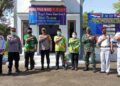 Danramil 0819/05 Grati Kapten Arm Yuwono ikut meluncurkan Kampung Tangguh Semeru Kebal Covid-19 bersama instansi dan unsur terkait. (Foto: Dokumen/Kodim Pasuruan) tugu jatim