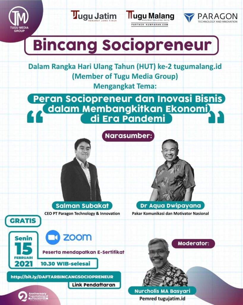 Yuk, Ikuti “Bincang Sociopreneur” Bersama CEO Paragon dan Dr Aqua Dwipayana!