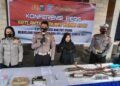 Kasatlantas Polres Kediri Kota AKP Arpan saat pers rilis pengamanan 42 kendaraan berknalpot brong. (Foto: Noe/Tugu Jatim)