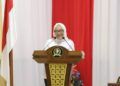 Bupati Bojonegoro, Anna Muawanah dalam acara pengesahan Raperda RTRW Jumat (19/03/2021). (Foto: Humas Pemkab Bojonegoro)