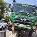 Truk trailer tabrak pembatas jalan karena sopir mengantuk. (Foto: Humas Polres Tuban/Tugu Jatim)