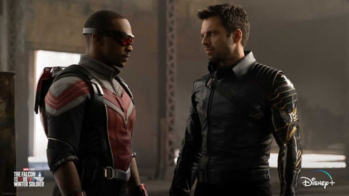 Sam Wilson dan Bucky Barnes dalam serial The Falcon and The Winter Soldier. (Foto: Twitter/@falconandwinter)