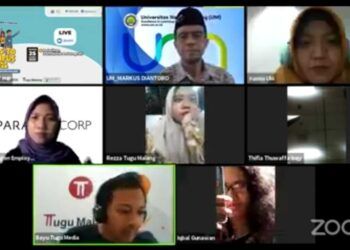 Tugu Media Group Goes to Campus 2021 di Universitas Negeri Malang yang digelar secara virtual oleh Tugu Media Group (Tugu Malang ID dan Tugu Jatim) bersama PT Paragon Technology and Innovation, Kamis (25/3/2021). (Foto: Dokumen/Tugu Malang)