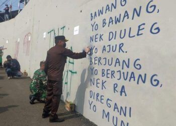 Meme plesetan grafiti di Jembatan Kedungkandang Malang. (Foto : Netizen)