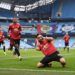 Bruno Fernandes merayakan Gol bersama timnya saat bertandang di Stadion Etihad. (Foto: Twitter/@ManUtd) man city vs man united