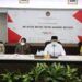 Sesi konferensi pers usai rakor membahas mengenai kebijakan mudik lebaran 2021, Jumat (26/03/2021). (Foto: Humas Kemenko PMK)
