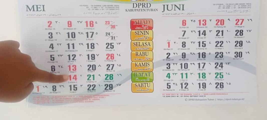 Ilustrasi kalender cuti bersama hari libur nasional Idul Fitri 2021. (Foto: Dok Rochim/Tugu Jatim)