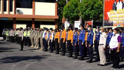 Apel Kesiapan Pengamanan Larangan Mudik Hari Raya Idul Fitri 1442 H di Halaman Mapolres Bojonegoro Senin (26/04/2021). (Foto: Dok Polres Bojonegoro/Tugu Jatim)