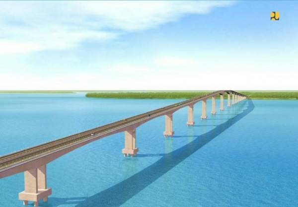 Ilustrasi rencana jembatan Batam-Bintan yang nantinya memiliki panjang 7km. (Foto: Dokumen/Kemen PUPR)