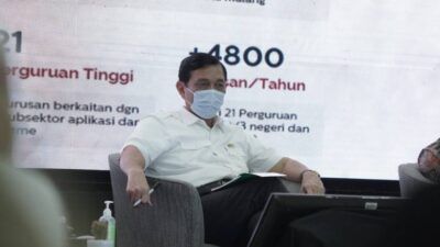 Menko Maritim dan Investasi, Luhut Binsar Pandjaitan ketika melakukan kunjunga kerja ke Kota Batu, Senin (26/4/2021). (Foto: Pemkot Batu)