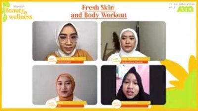 Perawatan kulit sehat dan bersinar ala Wardah yang disampaikan dalam acara Wardah Beauty and Wellness yang bertemakan Fresh Skin and Body Workout x Sana Studio, Sabtu (22/05/2021). (Foto: Mila Arinda/Tugu Jatim)