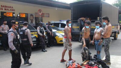 Para anjal di Kepanjen yang diamankan petugas Polres Malang. (Foto: Rap/Tugu Jatim)