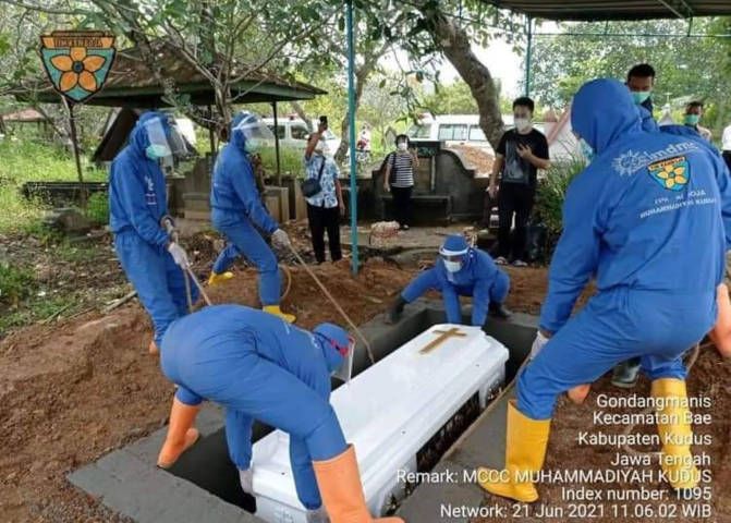 Proses pemakaman jenazah non-muslim di Kudus yang dibantu oleh Muhammadiyah Disaster Management Center (MDMC) Kudus. (Foto: muhammadiyah.or.id/Tugu Jatim)