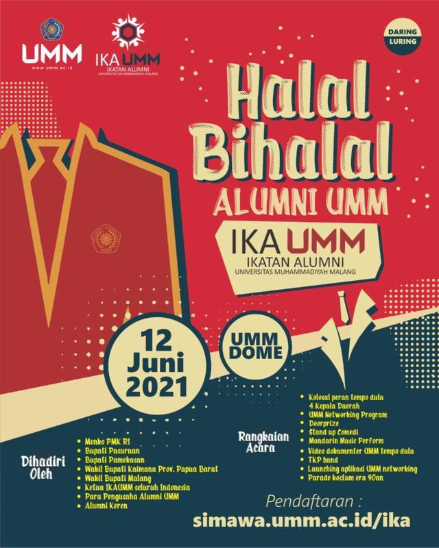 Gelaran Halal Bihalal Alumni UMM yang bakal digelar pada 12 Juni 2021 ini. (Foto: Dokumen)
