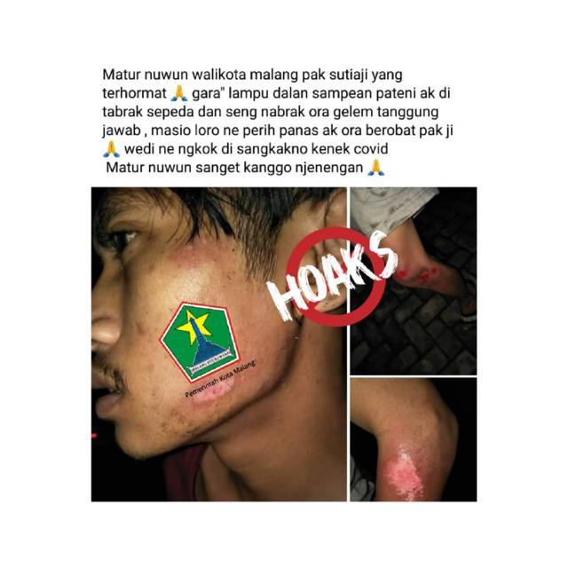 Berita hoaks korban laka karena pemadaman penerangan jalan umum (PJU) di Kota Malang. (Foto: Kominfo/Tugu Jatim)