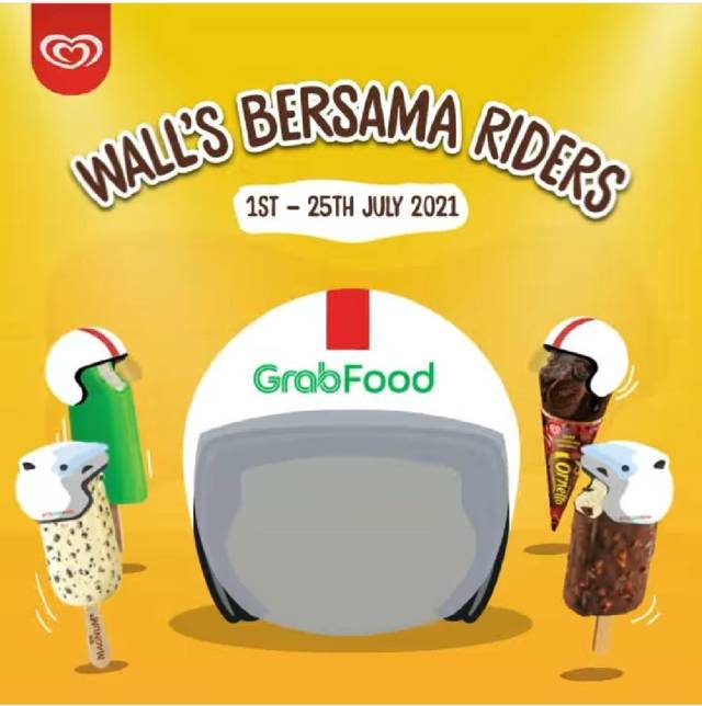 Kerja sama antara Wall's dengan Grab. (Foto: Official Account @wallsmalaysia/Tugu Jatim)