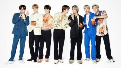 Personel BTS. (Foto: Twitter Official McDonald's @McDonalds/Tugu Jatim)