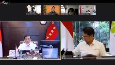 Menko Marinves, Luhut Binsar Pandjaitan bersama Menkes, Gunadi Sadikin saat menyampiakn terkait rincian ketentuan terkait PPKM Darurat yang mulai berlaku 3-20 Juli mendatang. (Foto: YouTube/Sekretariat Presiden) tugu jatim