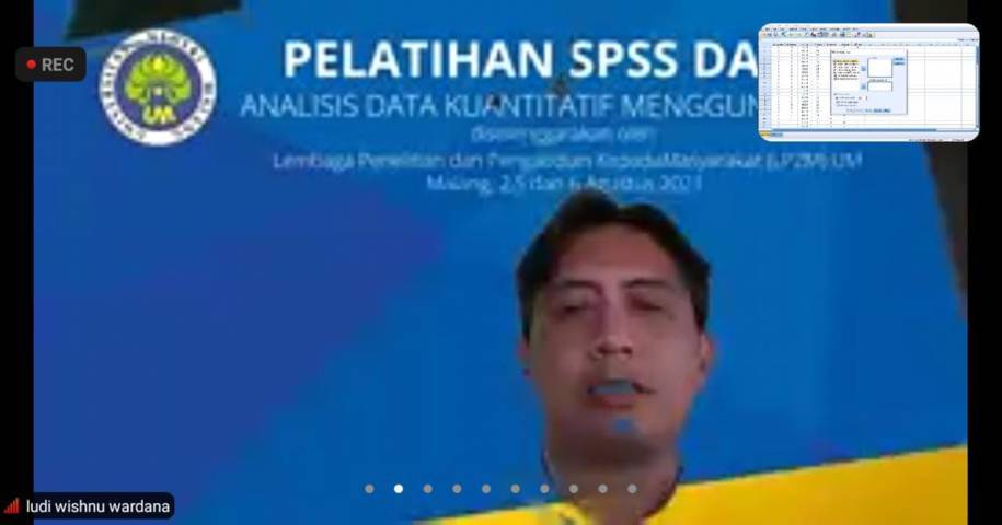 Dr Ludi Wishnu Wardana MM, pemateri Pelatihan Dasar SPSS bertajuk "Analisis Data Kuantitatif Menggunakan SPSS" pada Kamis (05/08/2021). (Foto: Mila Arinda/Tugu Jatim)