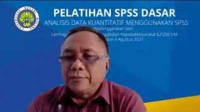 Dr Hendro Permadi MSi, salah satu pemateri Pelatihan Dasar SPSS bertajuk "Analisis Data Kuantitatif Menggunakan SPSS" pada Kamis (05/08/2021). (Foto: Mila Arinda/Tugu Jatim)