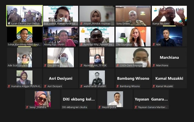 Acara peresmian rumah isolasi mandiri kelurahan Cikutra di kantor kelurahan Cikutra dan melalui virtual zoom meeting, Senin (10/08/2021)/tugu jatim