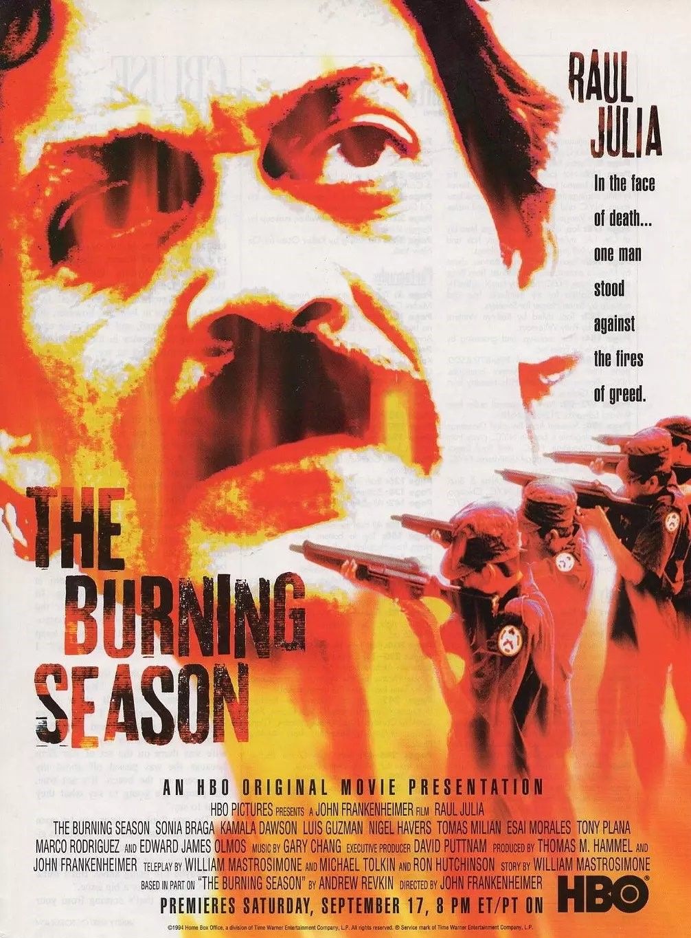 Poster film The Burning Season yang diperankan Raul Julia/tugu jatim