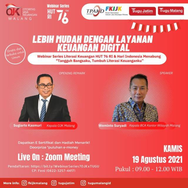 Webinar Series #7 yang digelar OJK Malang X Tugu Media Group. (Foto: Tugu Media Group/Tugu Jatim)